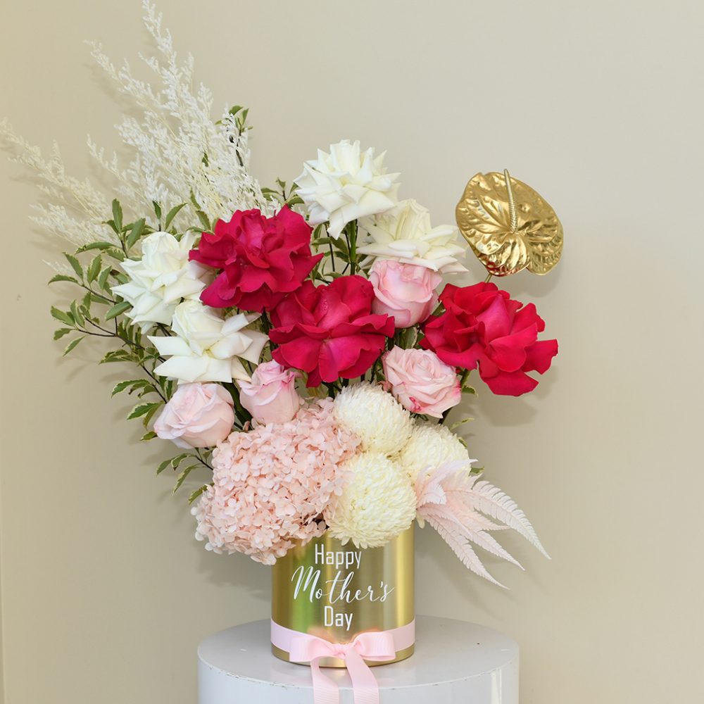 Mothers Day Flowers in Gold Vase Delivery Sydney 