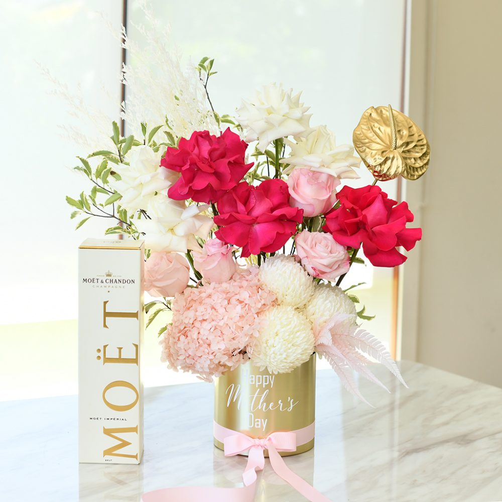 Mothers Day Flowers in Gold Vase Delivery Sydney 