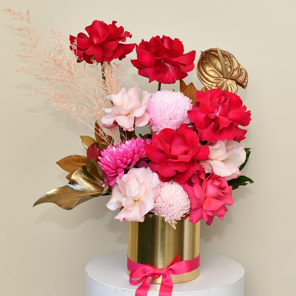 Mothers Day Flowers in Gold Vase Delivery Sydney 