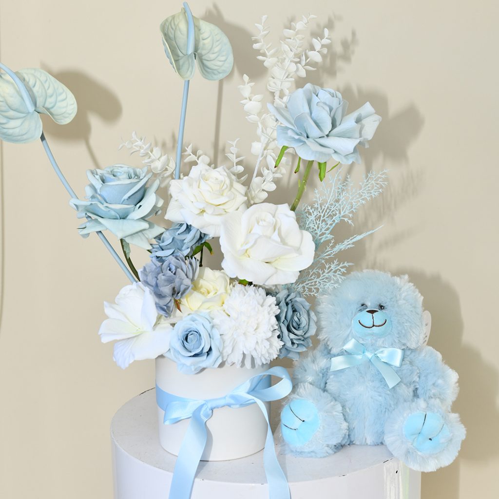 Silk Flowers in a Vase Baby Hamper